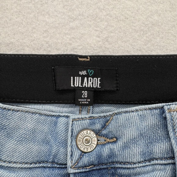LuLaRoe With Love Straight Leg Jeans Womens 28 Ankle Raw Hem Stretch Denim Pants - Picture 4 of 13